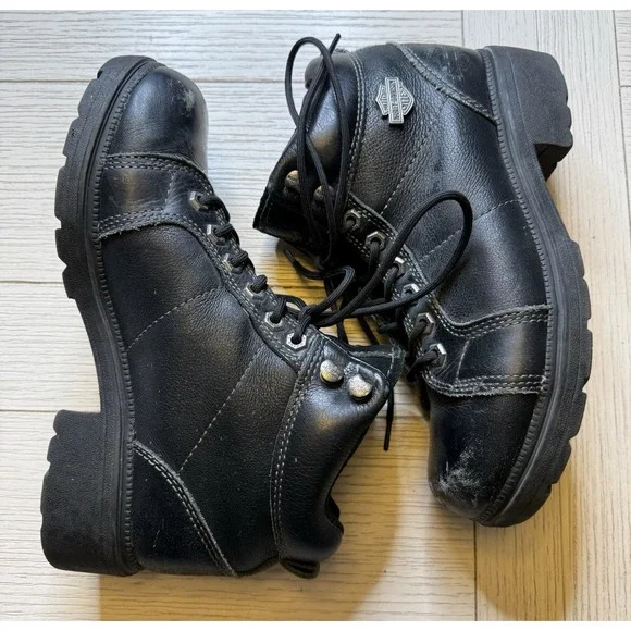 Harley Davidson Women Tyler Lace Up Chukka Ankle Boot 84280 Black Leather 8.5 - Picture 11 of 13